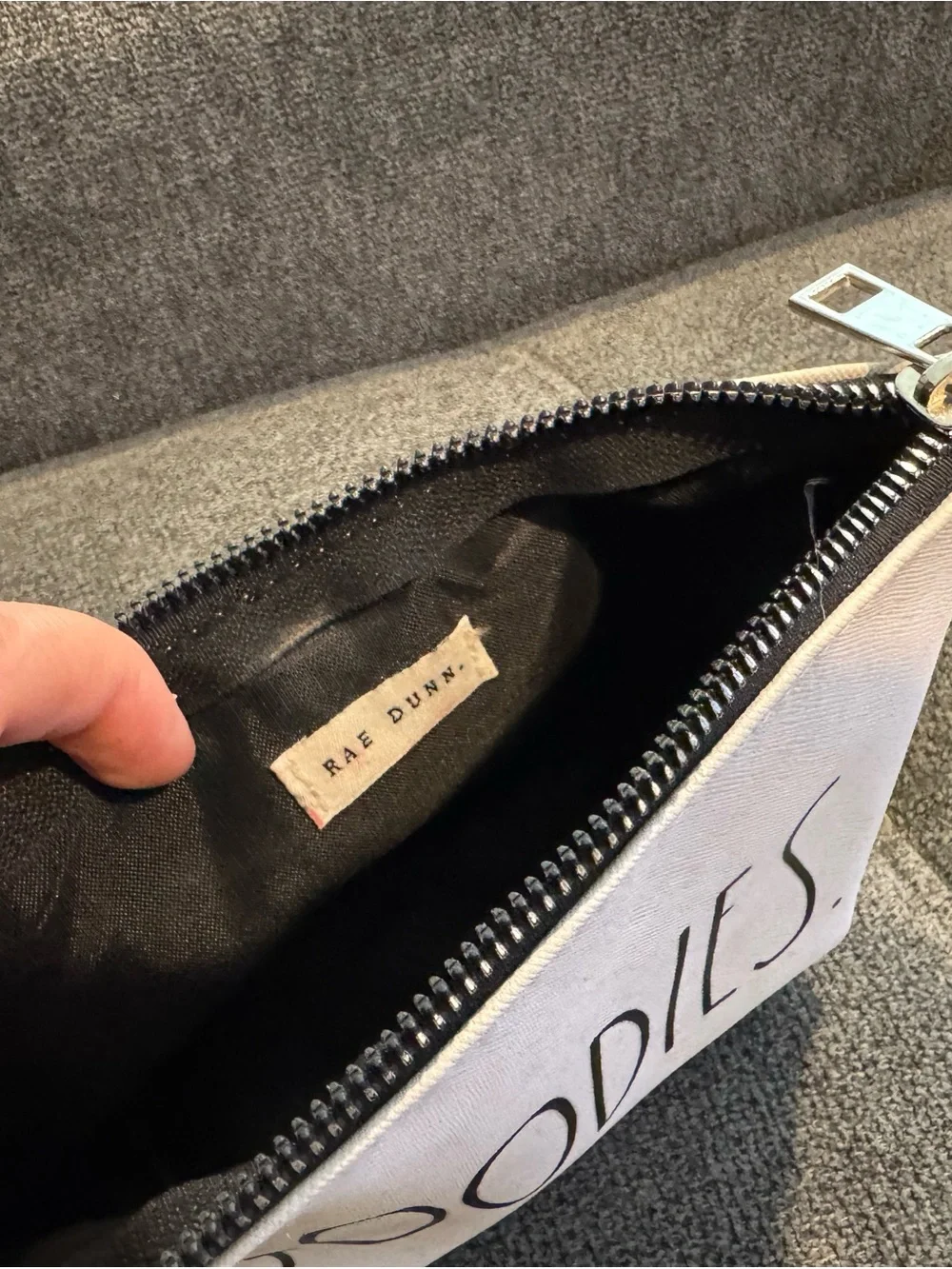 3 for $15 🧿 Rae Dunn GOODIES White Zip Pouch Cosmetic Bag